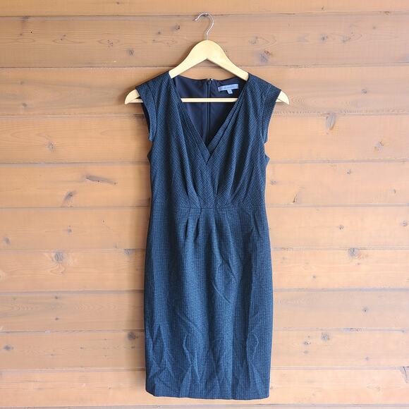 Classiques Entier Dress Vneck Sheath Gray Plaid Work Casual Dress Size 2 - Picture 1 of 5